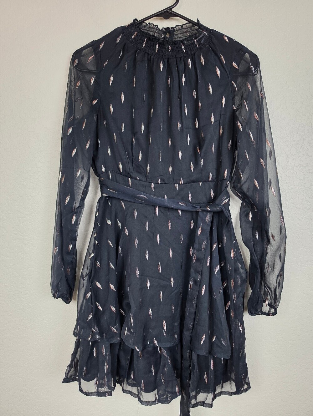 Anthropologie Sincerely Jules Black Chiffon Mini Dress Small
